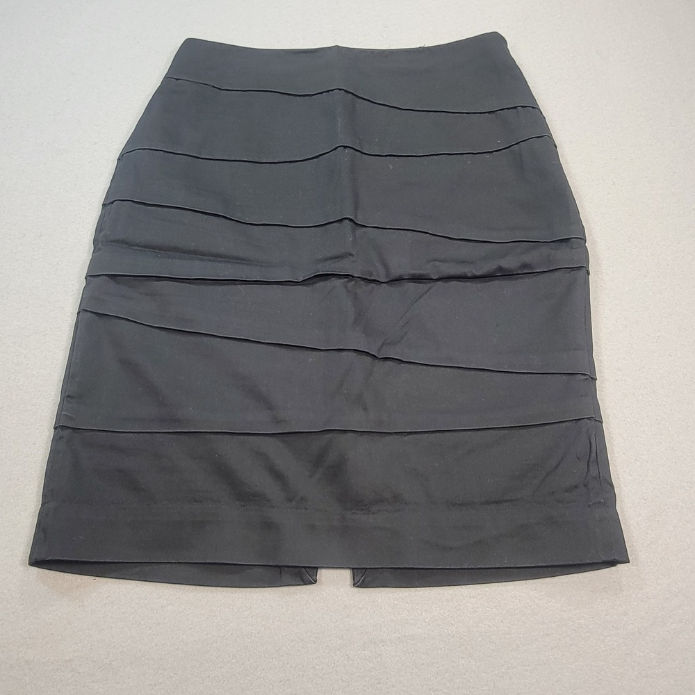 White House Black Market Pencil Skirt Size 4‎ Black Tiered Stretch Career Chic
